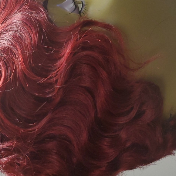 Burgundy 100% Human Hair Finger wave wig New with tags short - Picture 3 of 12